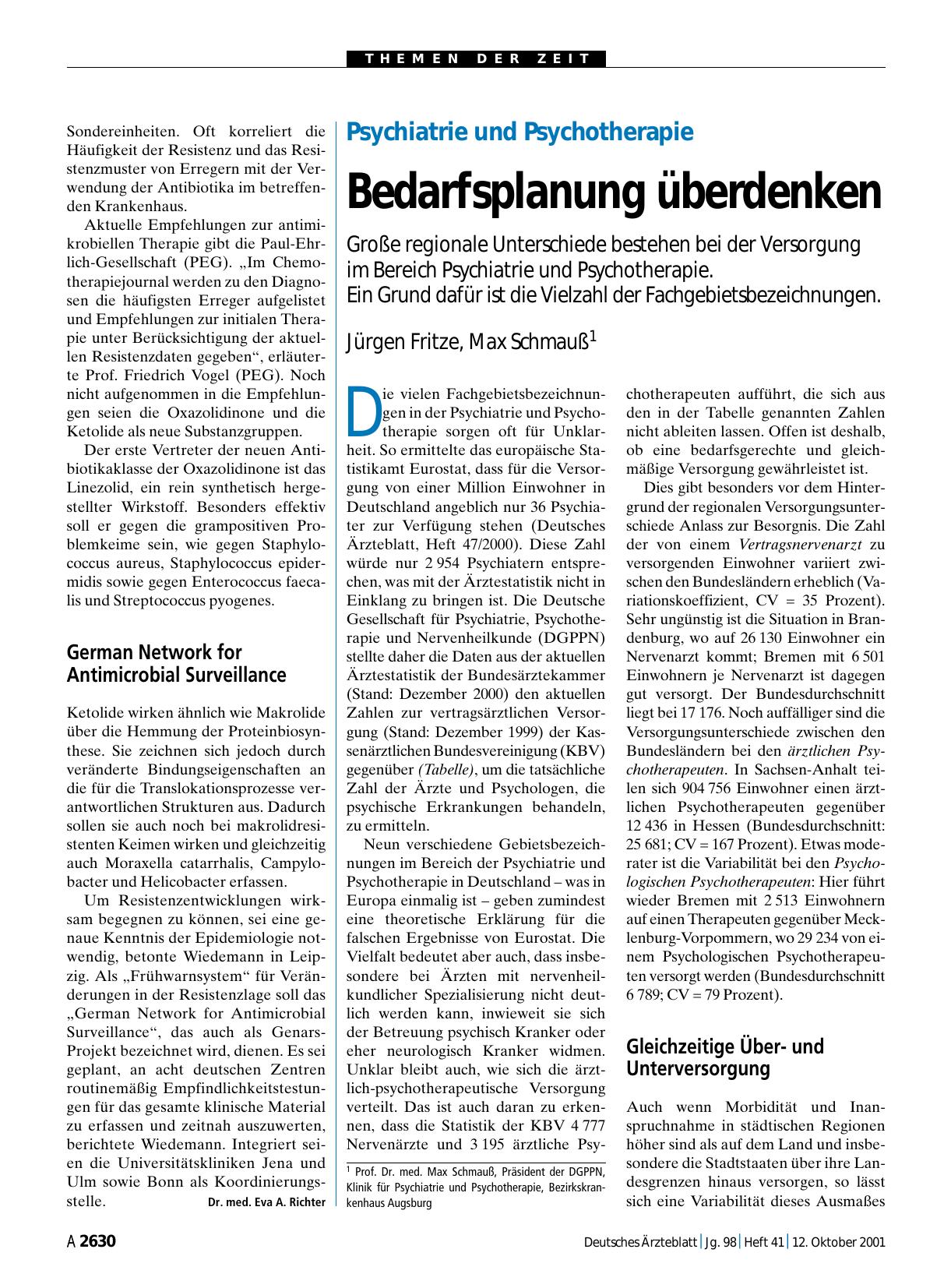 Vorschauseite 1: Psychiatrie und Psychotherapie: Bedarfsplanung überdenken