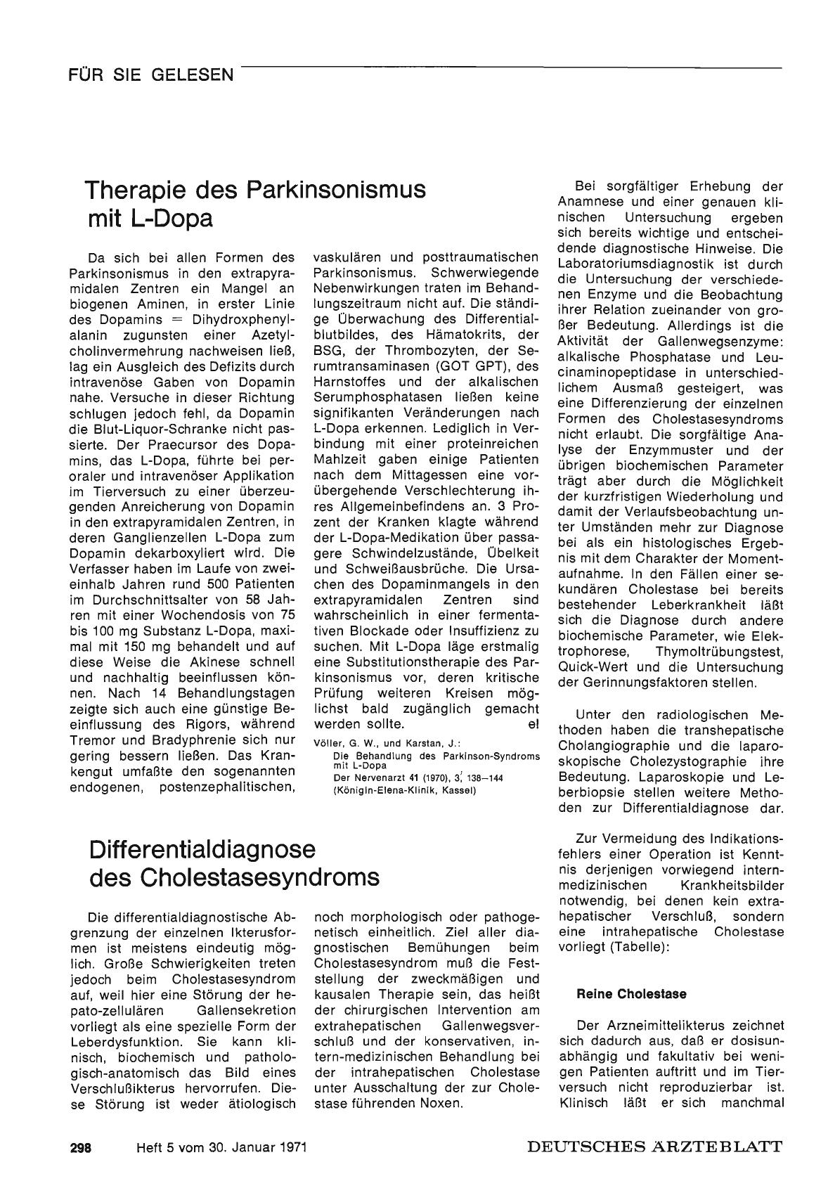 Vorschauseite 1: Therapie des Parkinsonismus mit L-Dopa