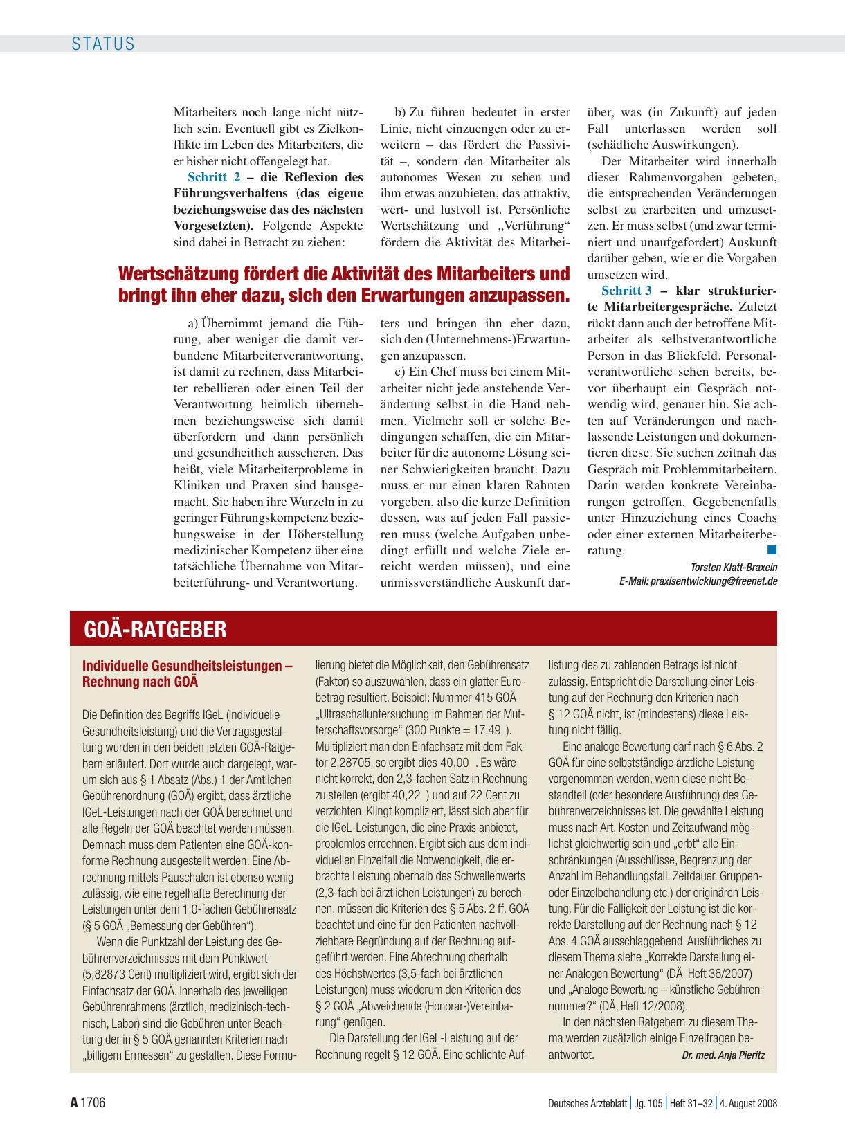 Vorschauseite 1: Individuelle Gesundheitsleistungen – Rechnung nach GOÄ