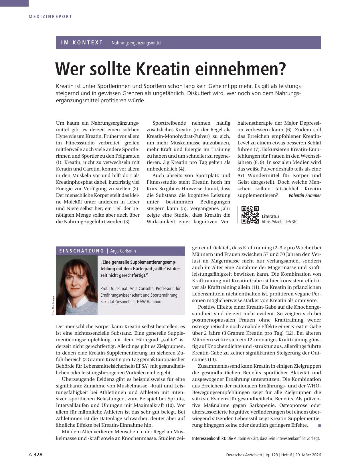Vorschauseite 1: Nahrungsergänzungsmittel: Wer sollte Kreatin einnehmen?