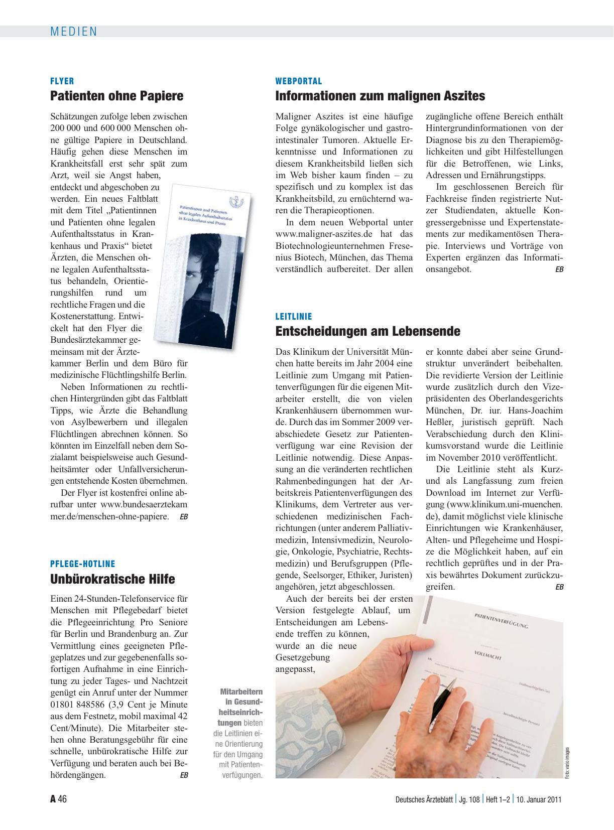 Vorschauseite 1: Webportal: Informationen zum malignen Aszites