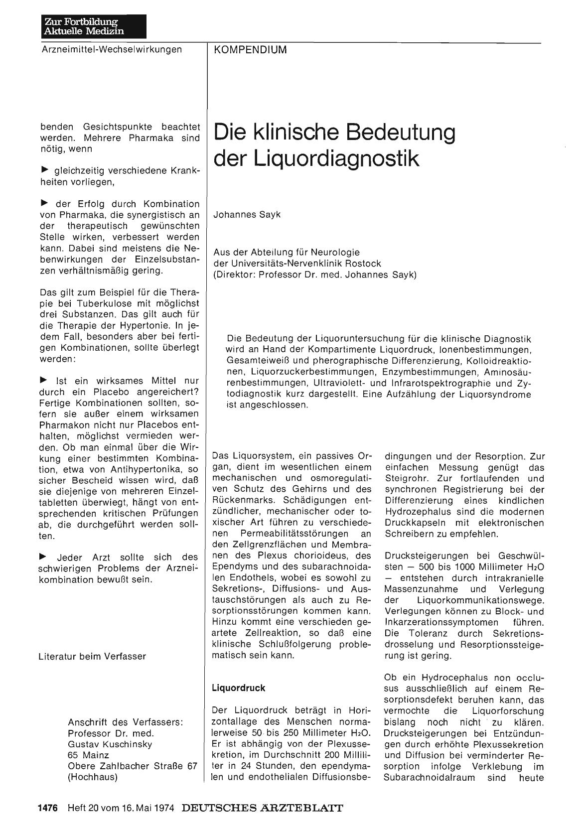 Vorschauseite 1: Die klinische Bedeutung der Liquordiagnostik