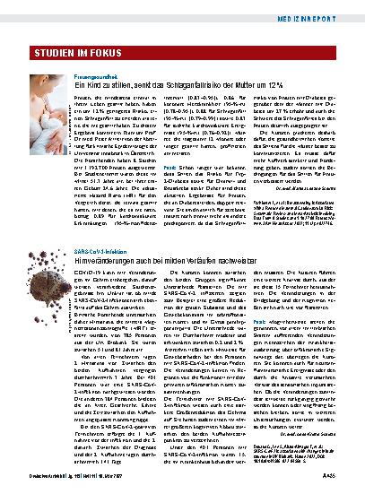 Vorschauseite 1: Frauengesundheit: Ein Kind zu stillen, senkt das Schlaganfallrisiko der Mutter um 12 %