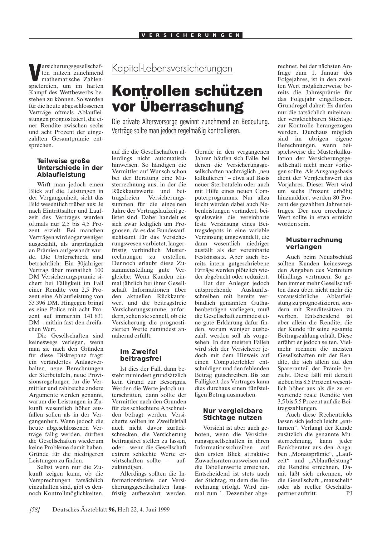 Vorschauseite 1: Kapital-Lebensversicherungen: Kontrollen schützen vor Überraschung