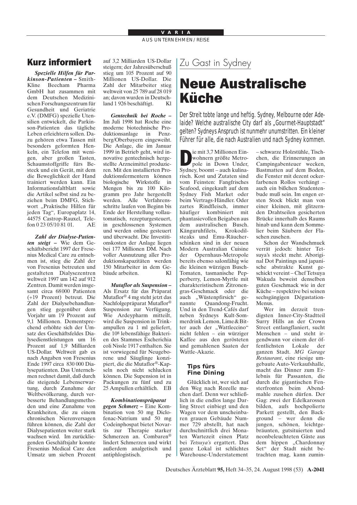 Vorschauseite 1: Zu Gast in Sydney: Neue Australische Küche