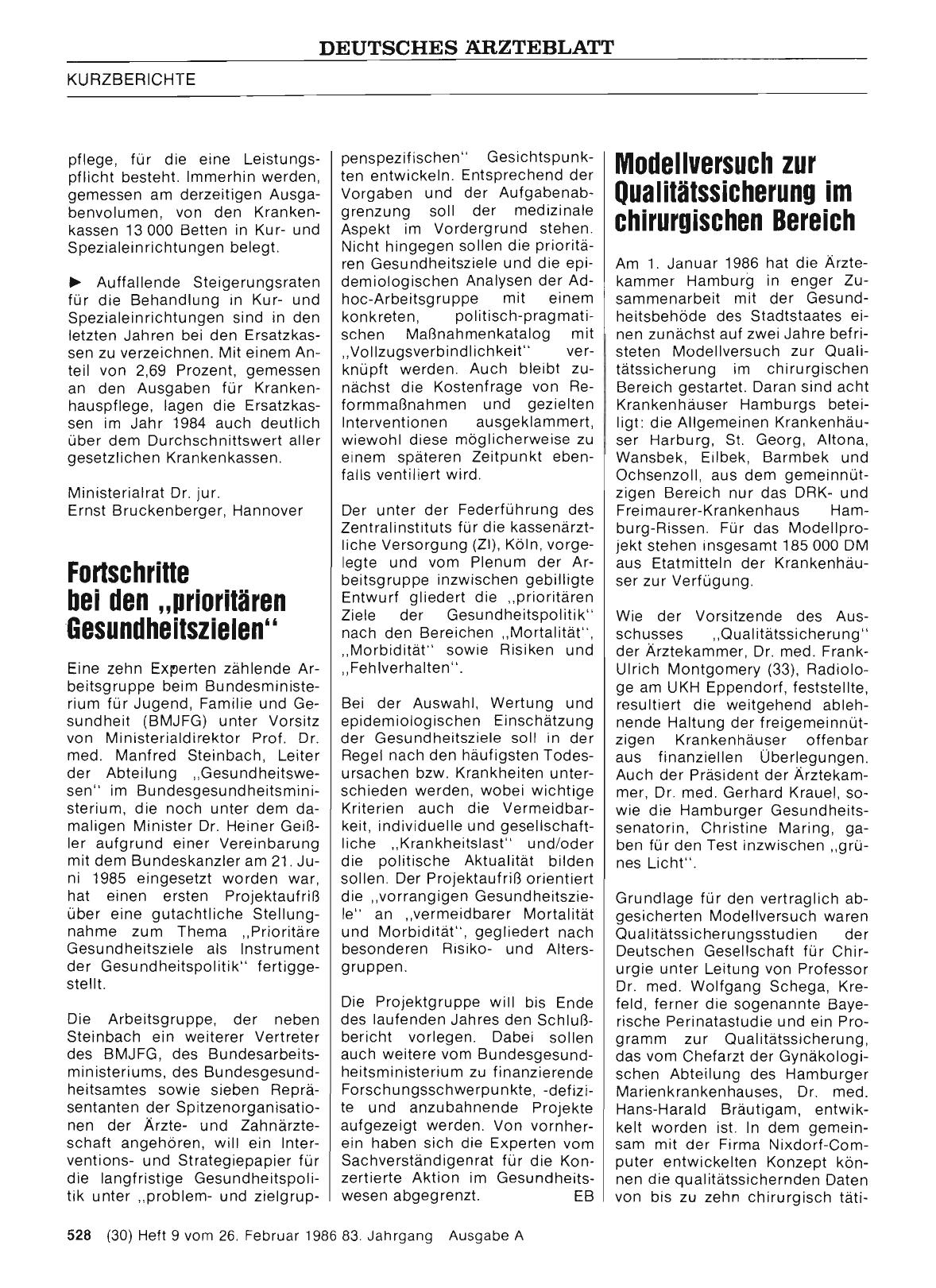Vorschauseite 1: Fortschritte bei den „prioritären Gesundheitszielen''