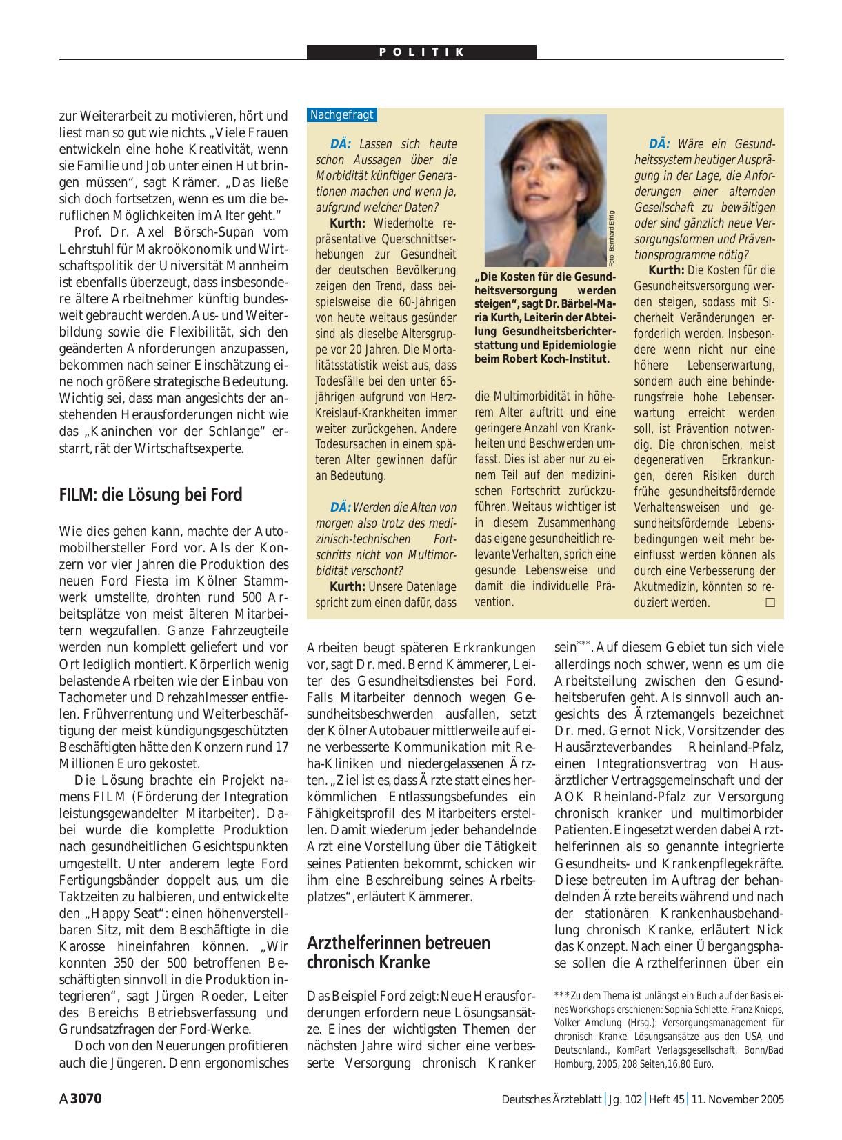 Vorschauseite 1: Nachgefragt: Bärbel-Maria Kurth