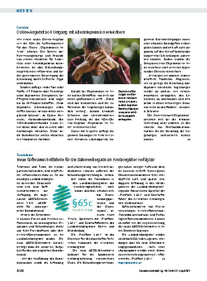 Vorschauseite 1: Geriatrie: Online-Angebot soll Umgang mit Altersdepression erleichtern