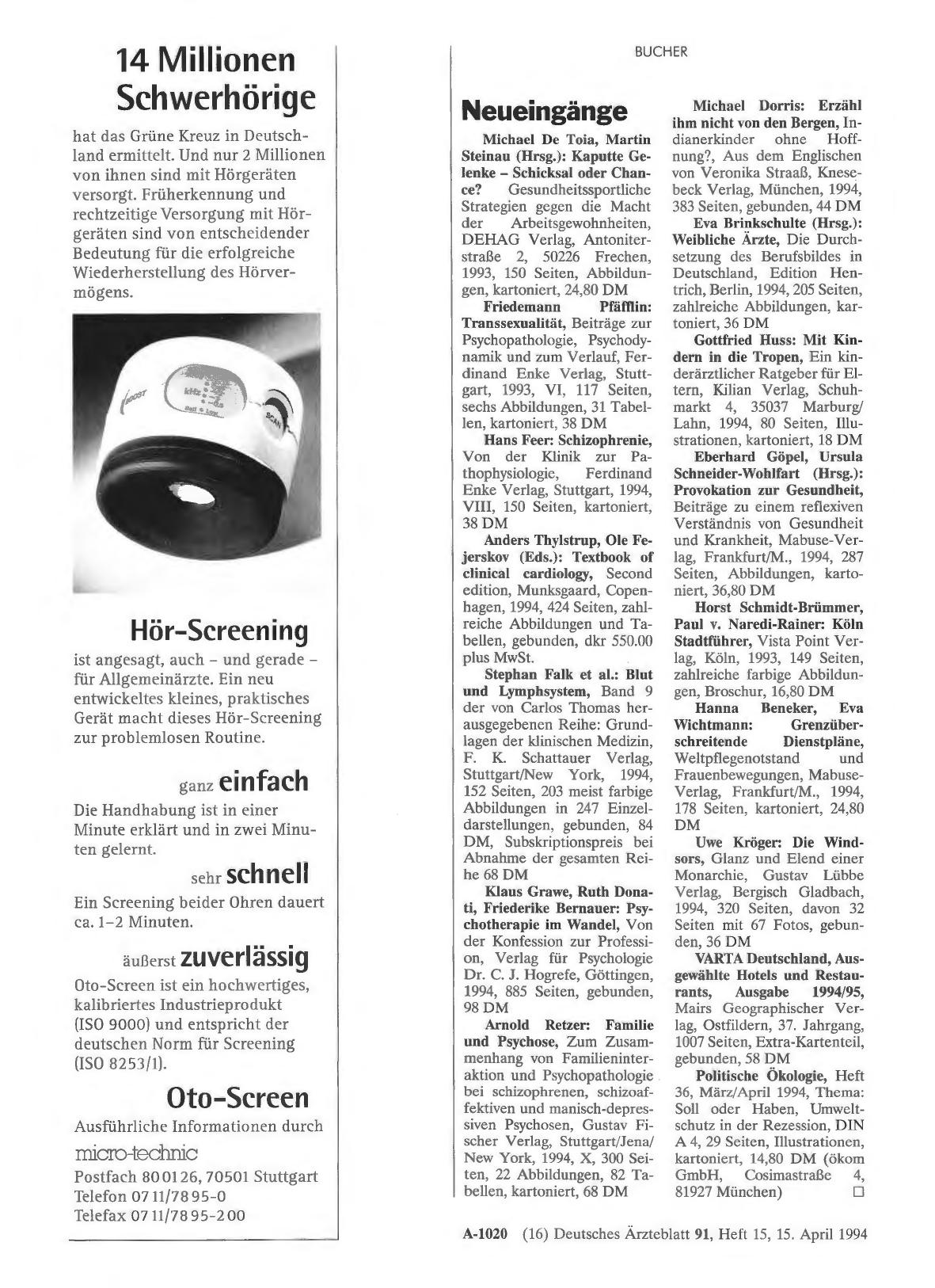 Vorschauseite 1: Neueingänge
