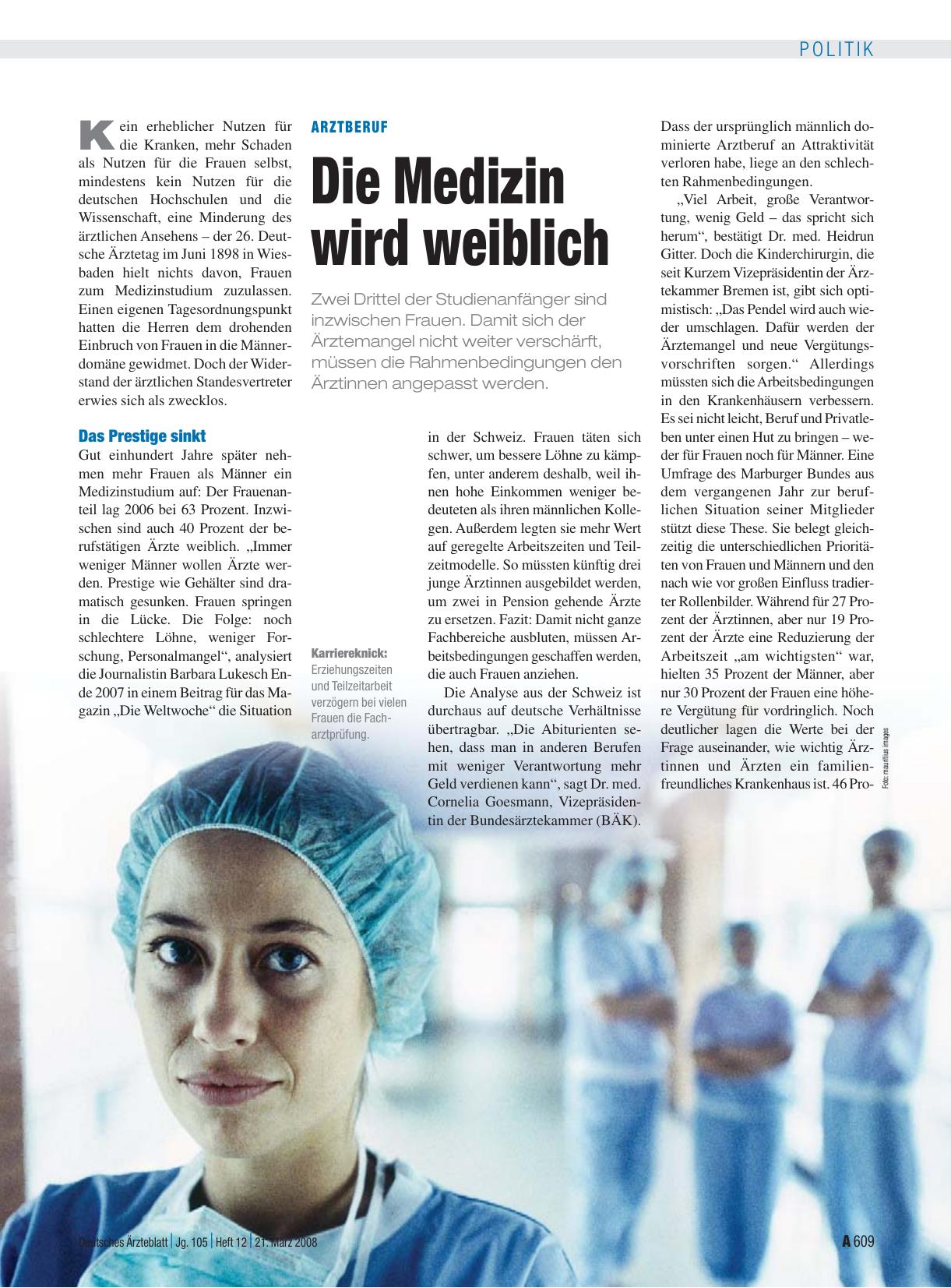 Vorschauseite 1: Arztberuf: Die Medizin wird weiblich