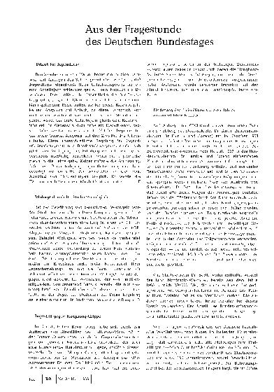 Vorschauseite 1: Aus der Fragestunde des Deutschen Bundestages