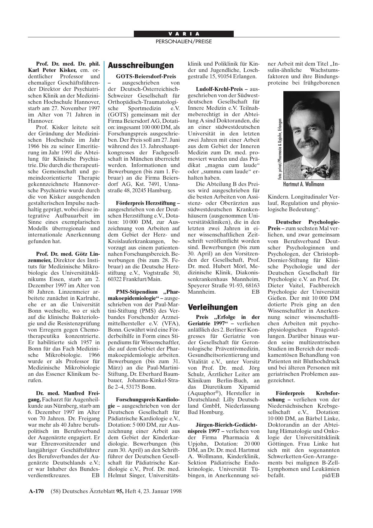 Vorschauseite 1: Verleihungen