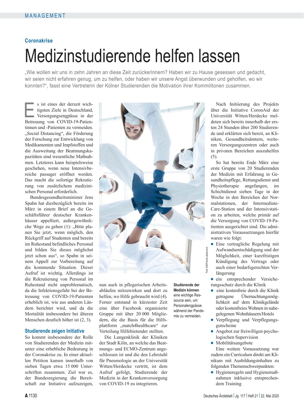 Vorschauseite 1: Coronakrise: Medizinstudierende helfen lassen