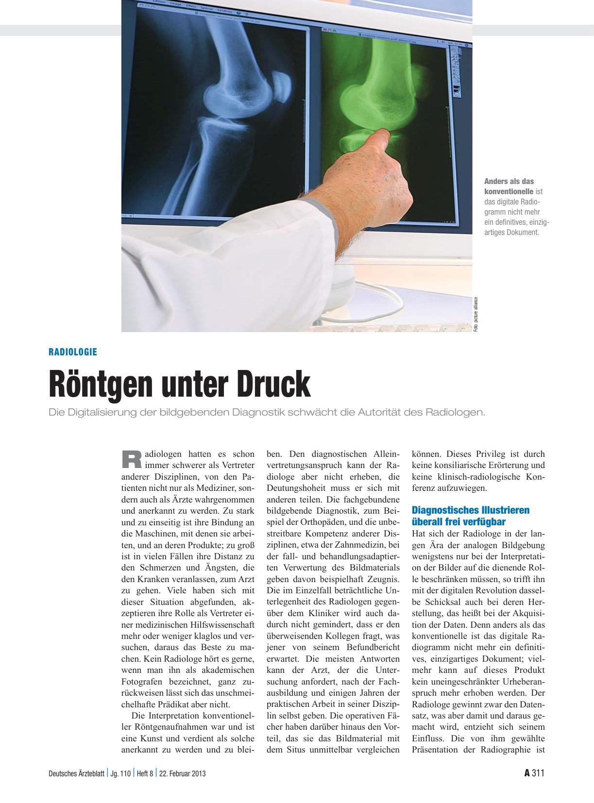 Vorschauseite 1: Radiologie: Röntgen unter Druck