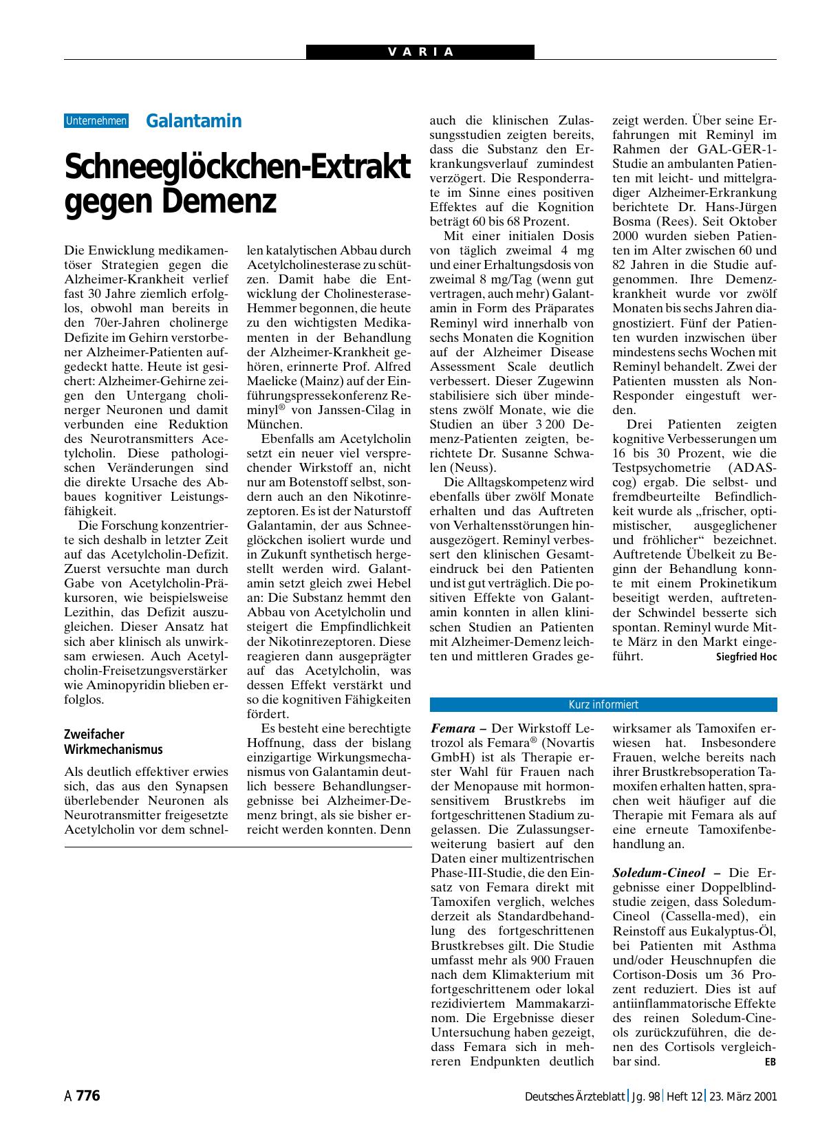 Vorschauseite 1: Galantamin: Schneeglöckchen-Extrakt gegen Demenz