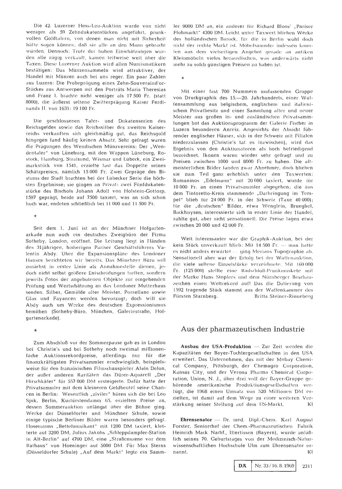 Vorschauseite 1: Aus der pharmazeutischen Industrie