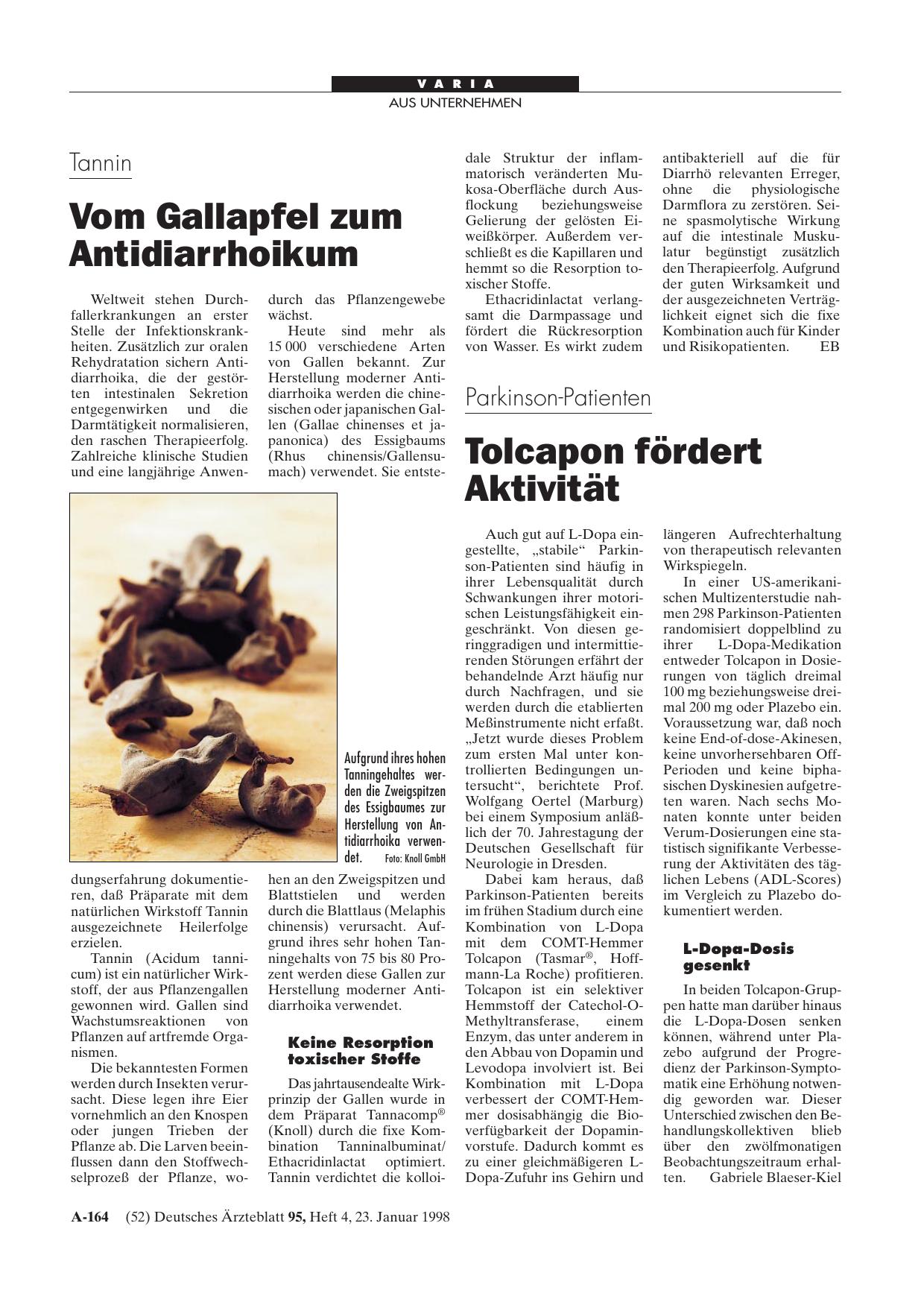 Vorschauseite 1: Tannin: Vom Gallapfel zum Antidiarrhoikum