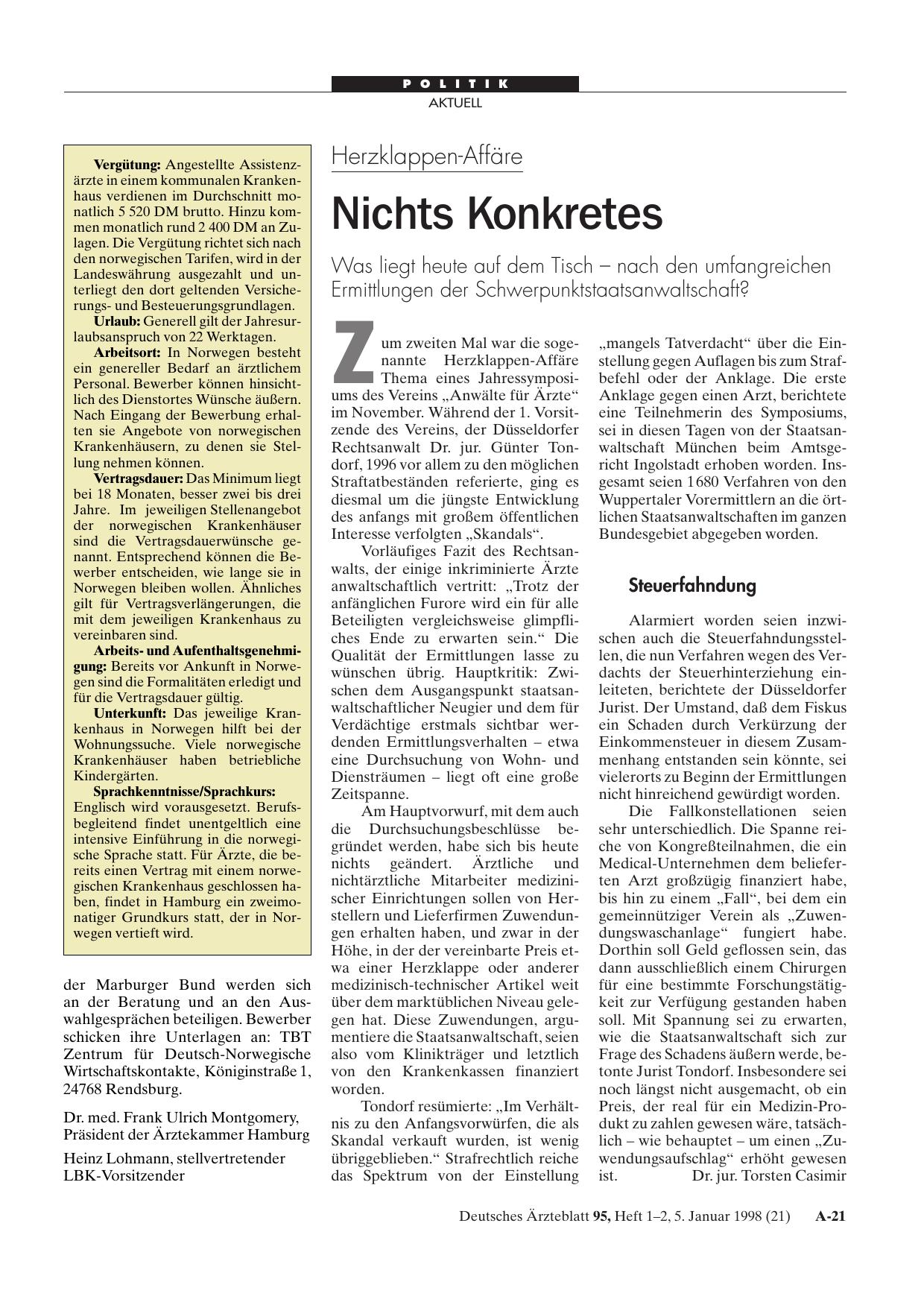 Vorschauseite 1: Herzklappen-Affäre: Nichts Konkretes
