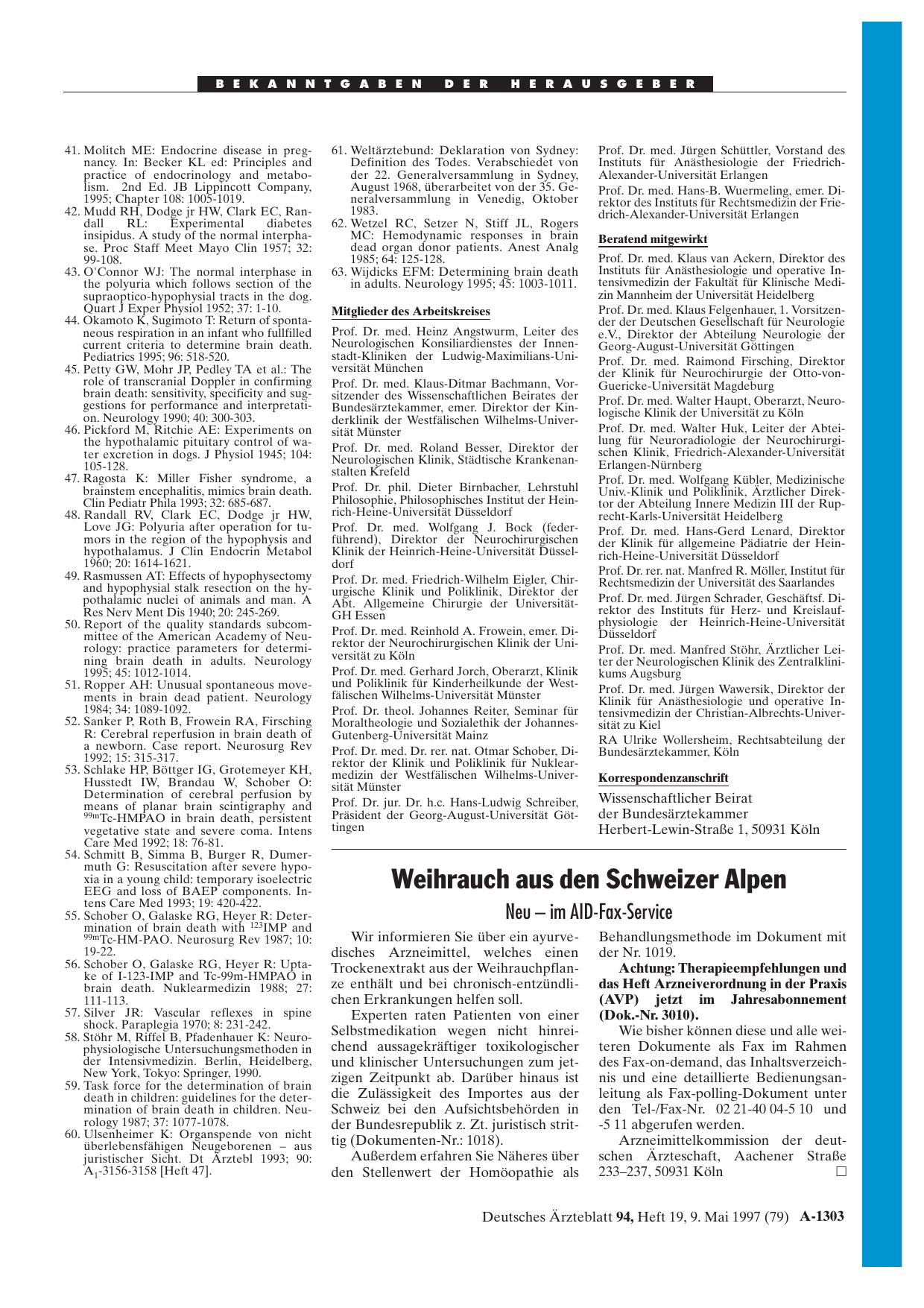 Vorschauseite 1: Weihrauch aus den Schweizer Alpen: Neu - im AID-Fax-Service