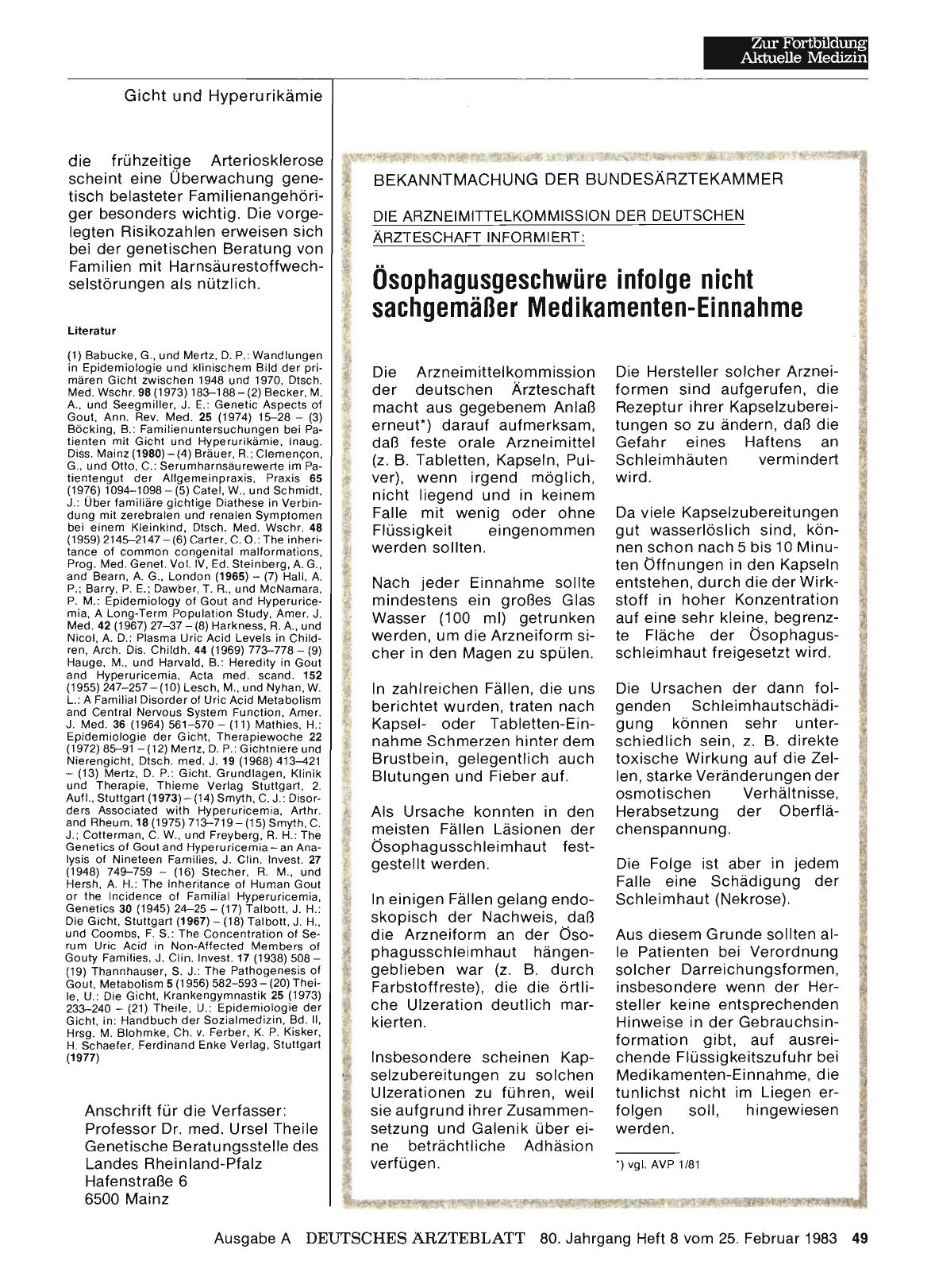 Vorschauseite 1: Ösophagusgeschwüre infolge nicht sachgemäßer Medikamenten-Einnahme