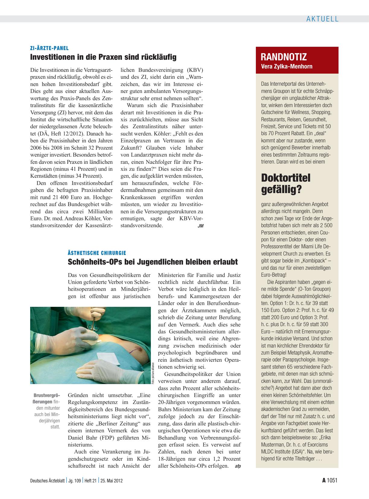 Vorschauseite 1: Ästhetische Chirurgie: Schönheits-OPs bei Jugendlichen bleiben erlaubt