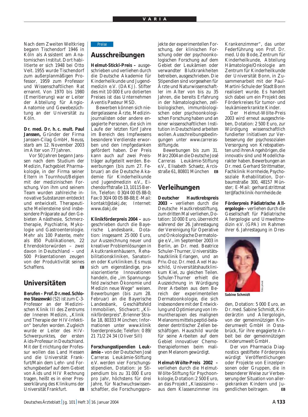 Vorschauseite 1: Verleihungen
