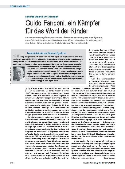 Vorschauseite 1: Berühmte Entdecker von Krankheiten: Guido Fanconi, ein Kämpfer für das Wohl der Kinder
