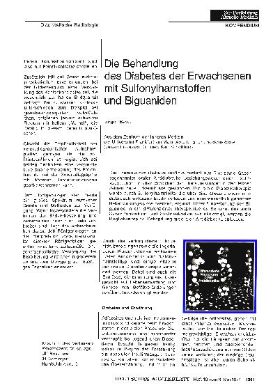 Vorschauseite 1: Die Behandlung des Diabetes der Erwachsenen mit Sulfonylharnstoffen und Biguaniden