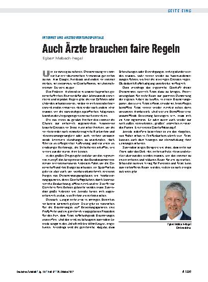 Vorschauseite 1: Internet und Arztbewertungsportale: Auch Ärzte brauchen faire Regeln