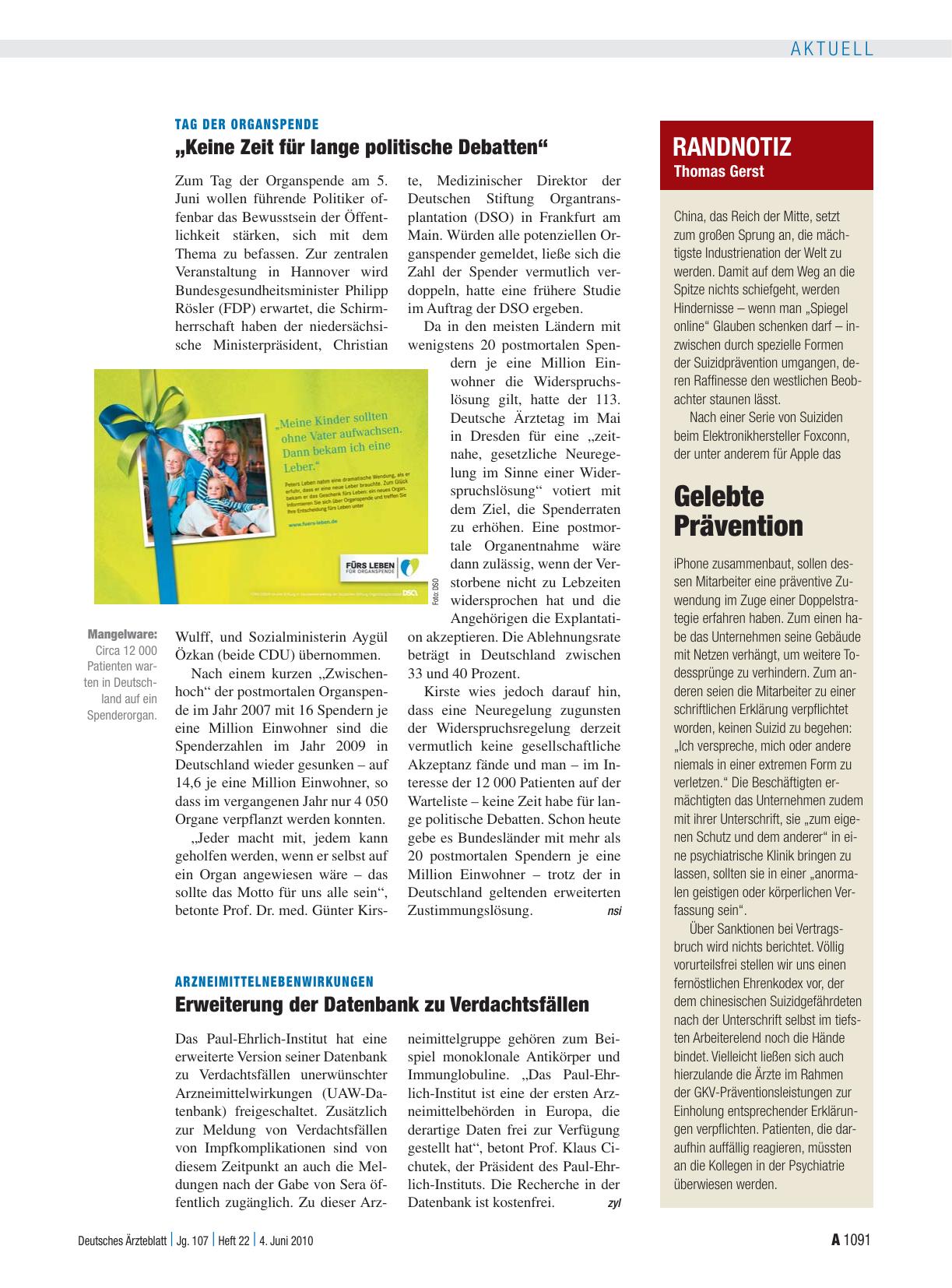 Vorschauseite 1: Arzneimittelnebenwirkungen: Erweiterung der Datenbank zu Verdachtsfällen