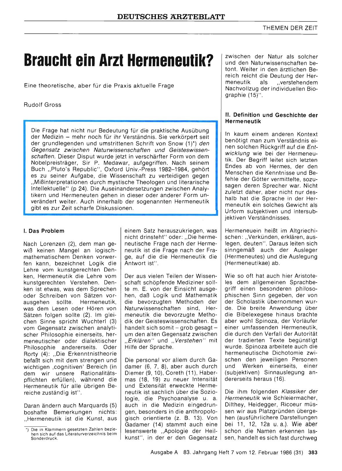 Vorschauseite 1: Braucht ein Arzt Hermeneutik?