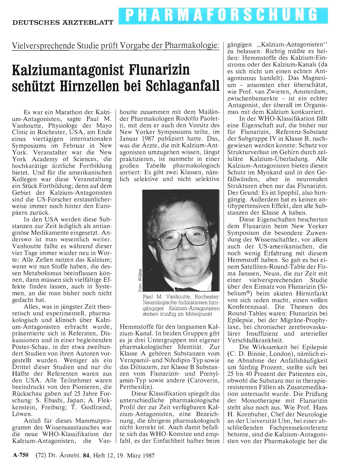 Vorschauseite 1: Vielversprechende Studie prüft Vorgabe der Pharmakologie: Kalziumantagonist Flunarizin schützt Hirnzellen bei Schlaganfall