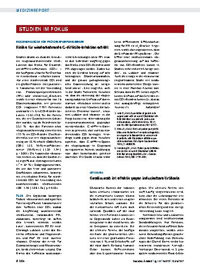 Vorschauseite 1: Nebenwirkungen von Protonenpumpenhemmern: Risiko für wiederkehrende C. -difficile-Infektion erhöht