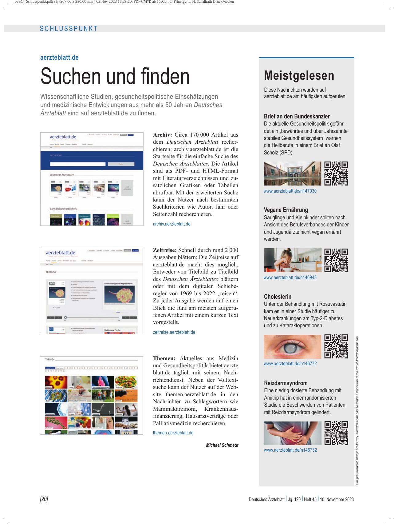 Vorschauseite 1: Ärzteblatt.de: Suchen und finden