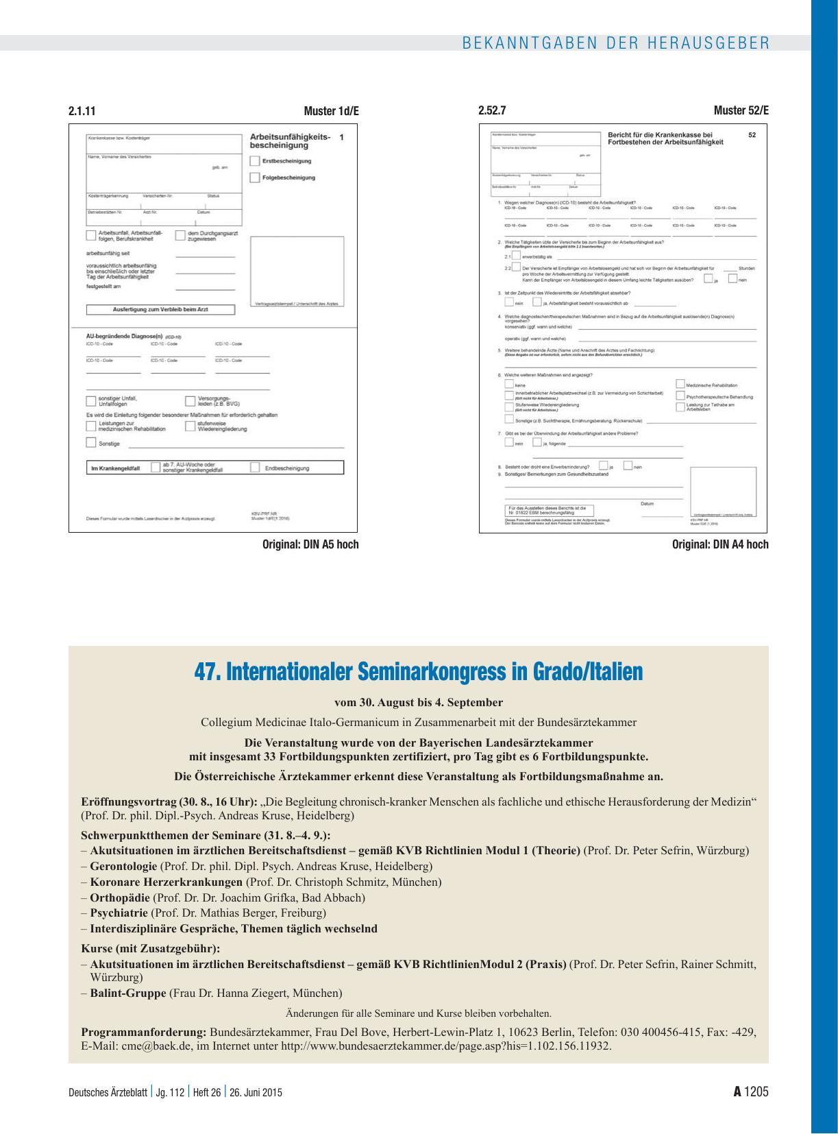Vorschauseite 1: 47. Internationaler Seminarkongress in Grado/Italien