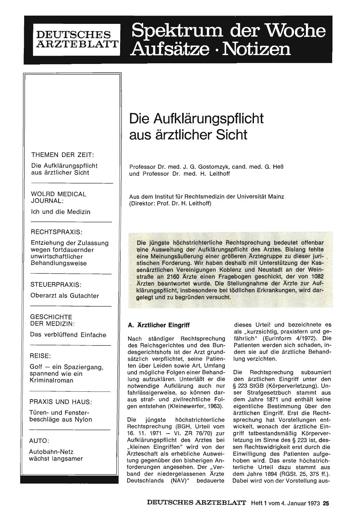 Vorschauseite 1: Die Aufklärungspflicht aus ärztlicher Sicht