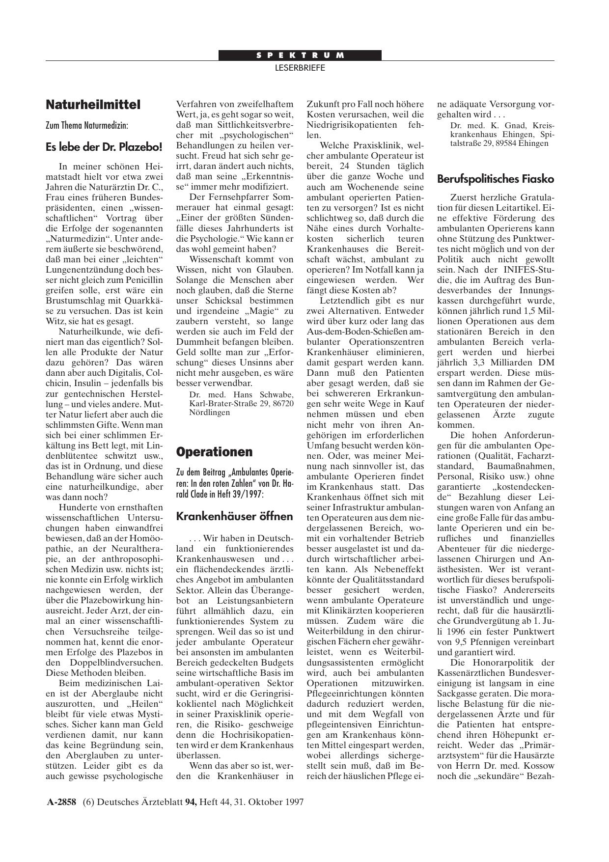 Vorschauseite 1: Operationen: Krankenhäuser öffnen