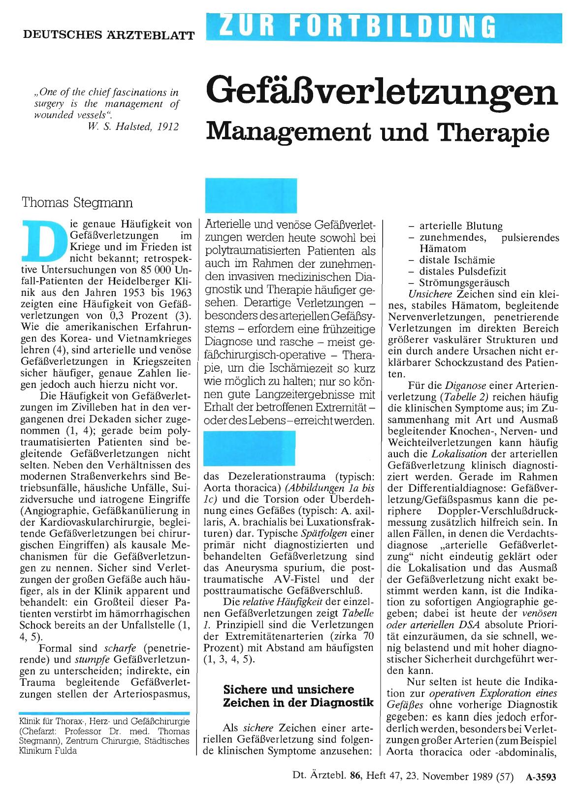 Vorschauseite 1: Gefäßverletzungen Management und Therapie