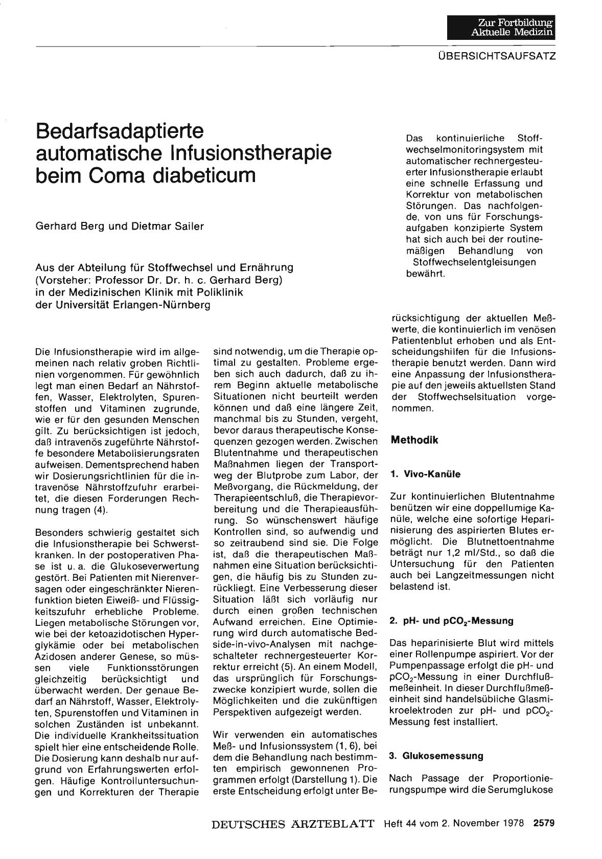 Vorschauseite 1: Bedarfsadaptierte automatische Infusionstherapie beim Coma diabeticum