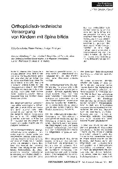 Vorschauseite 1: Orthopädisch-technische Versorgung von Kindern mit Spina bifida