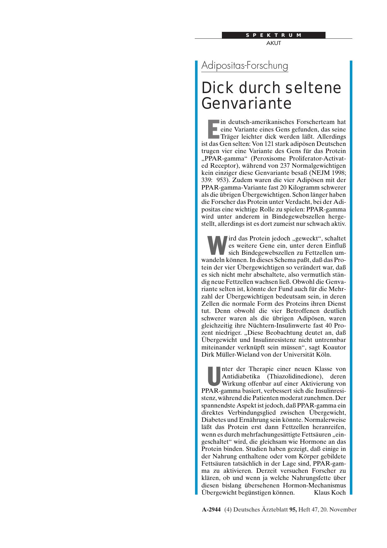 Vorschauseite 1: Adipositas-Forschung: Dick durch seltene Genvariante
