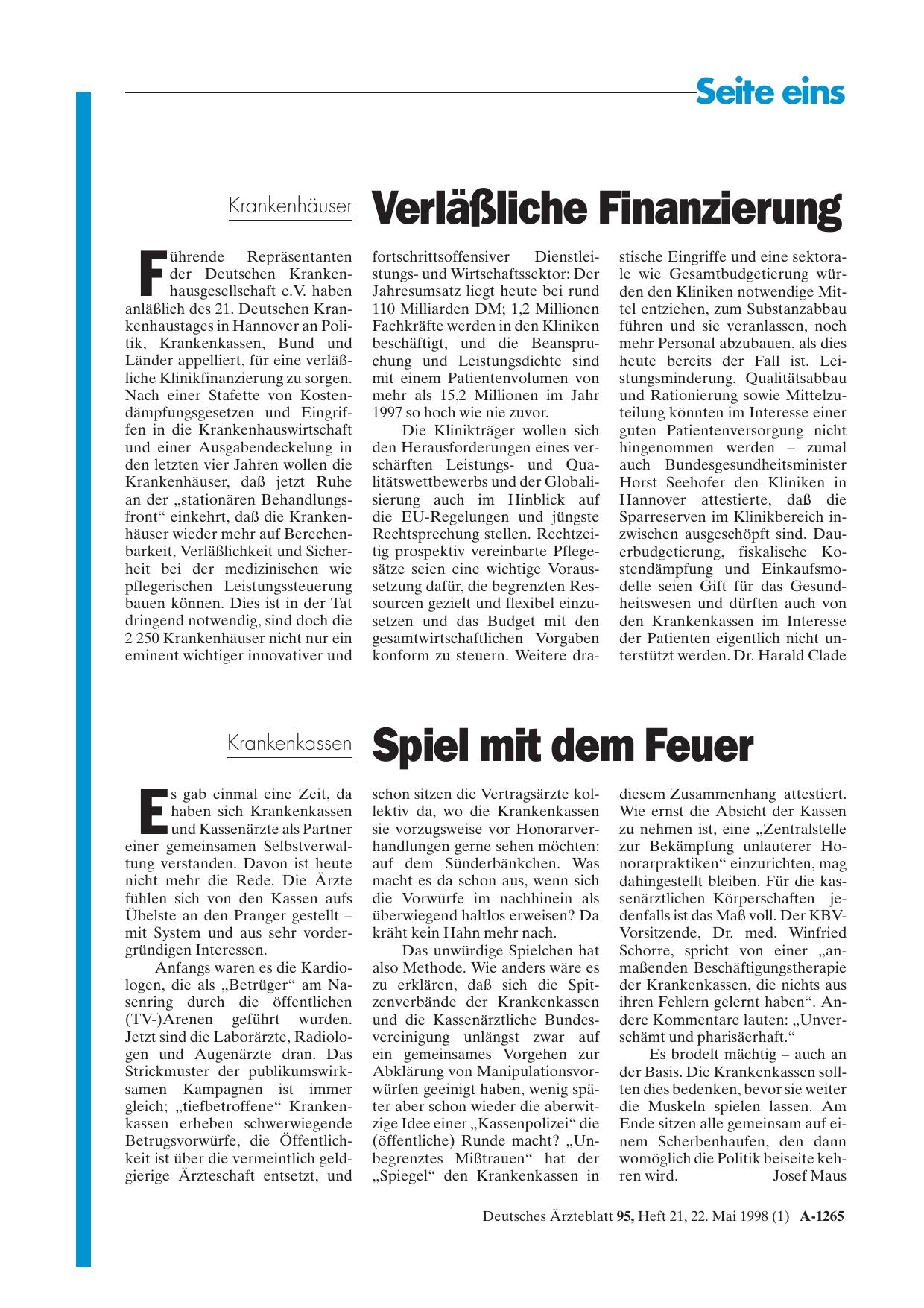 Vorschauseite 1: Krankenkassen: Spiel mit dem Feuer