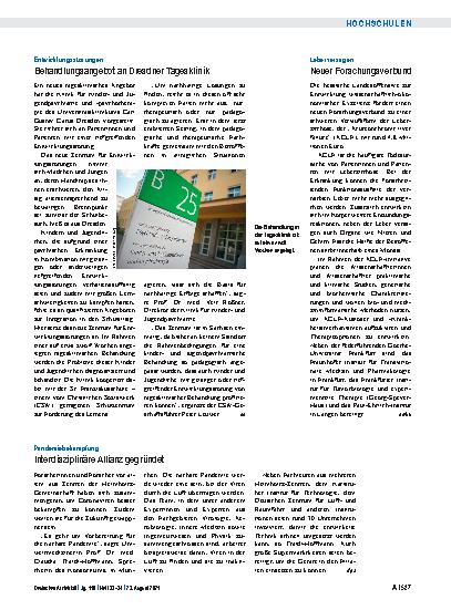 Vorschauseite 1: Entwicklungsstörungen: Behandlungsangebot an Dresdner Tagesklinik