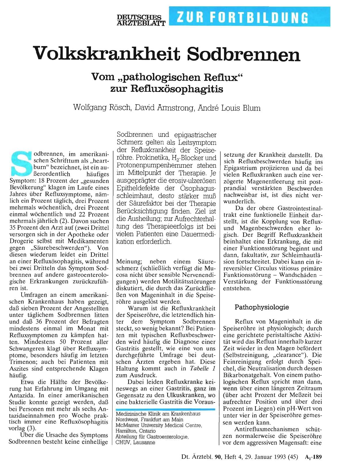 Vorschauseite 1: Volkskrankheit Sodbrennen: Vom „pathologischen Reflux“ zur Refluxösophagitis