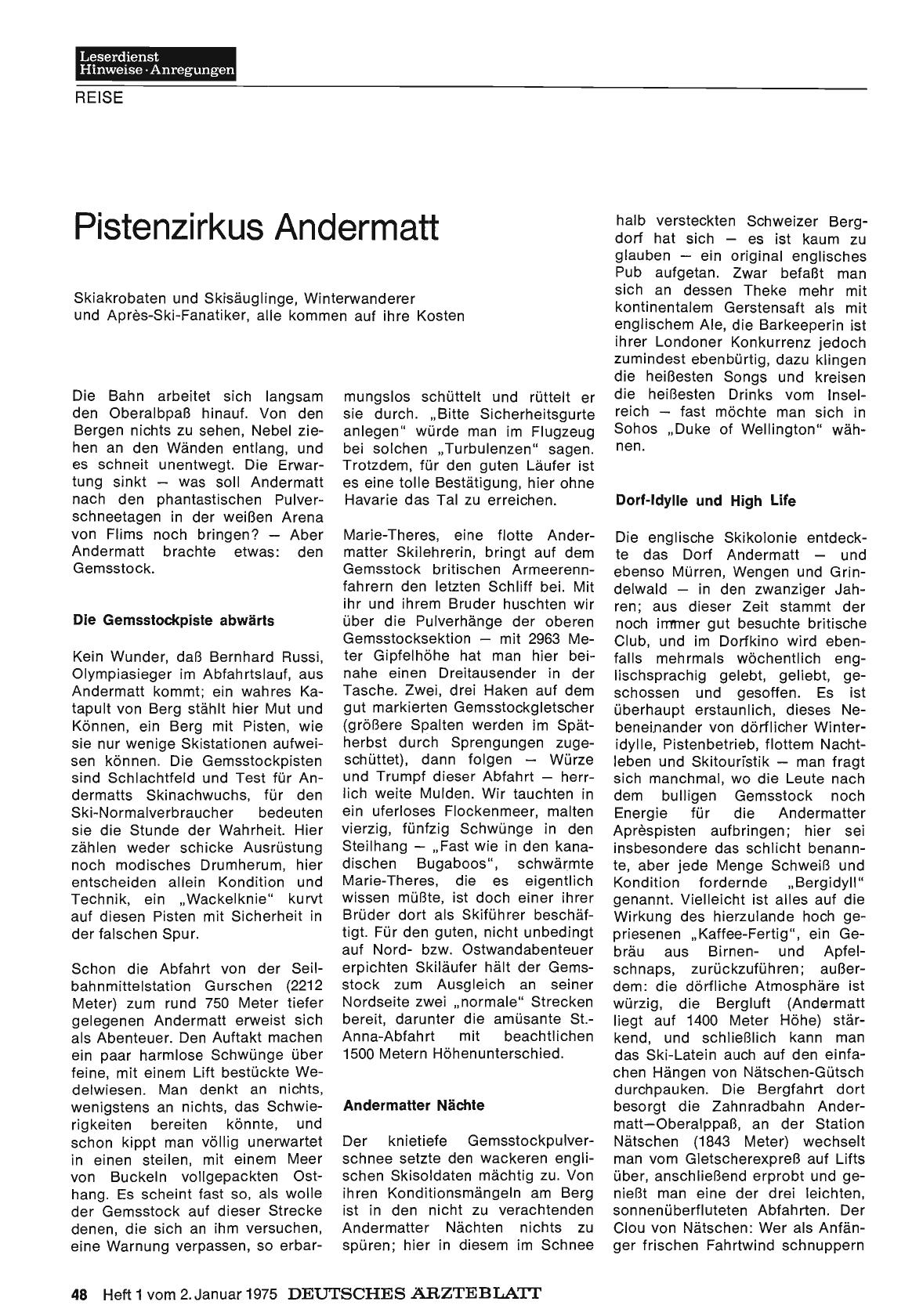 Vorschauseite 1: Pistenzirkus Andermatt