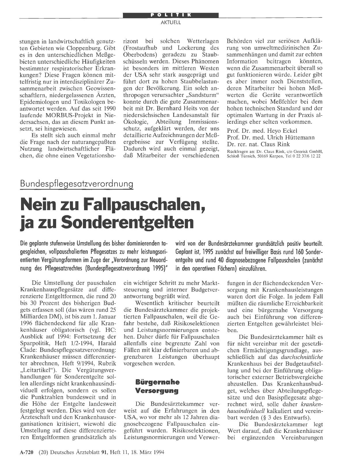 Vorschauseite 1: Bundespflegesatzverordnung: Nein zu Fallpauschalen, ja zu Sonderentgelten