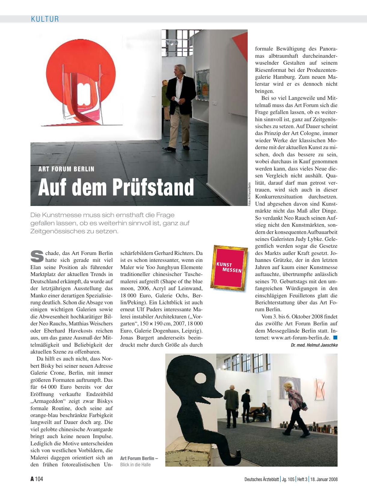 Vorschauseite 1: Art Forum Berlin: Auf dem Prüfstand