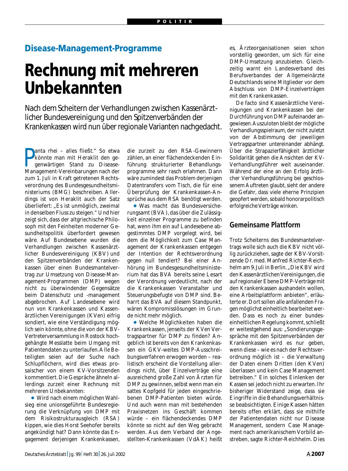 Vorschauseite 1: Disease-Management-Programme: Rechnung mit mehreren Unbekannten