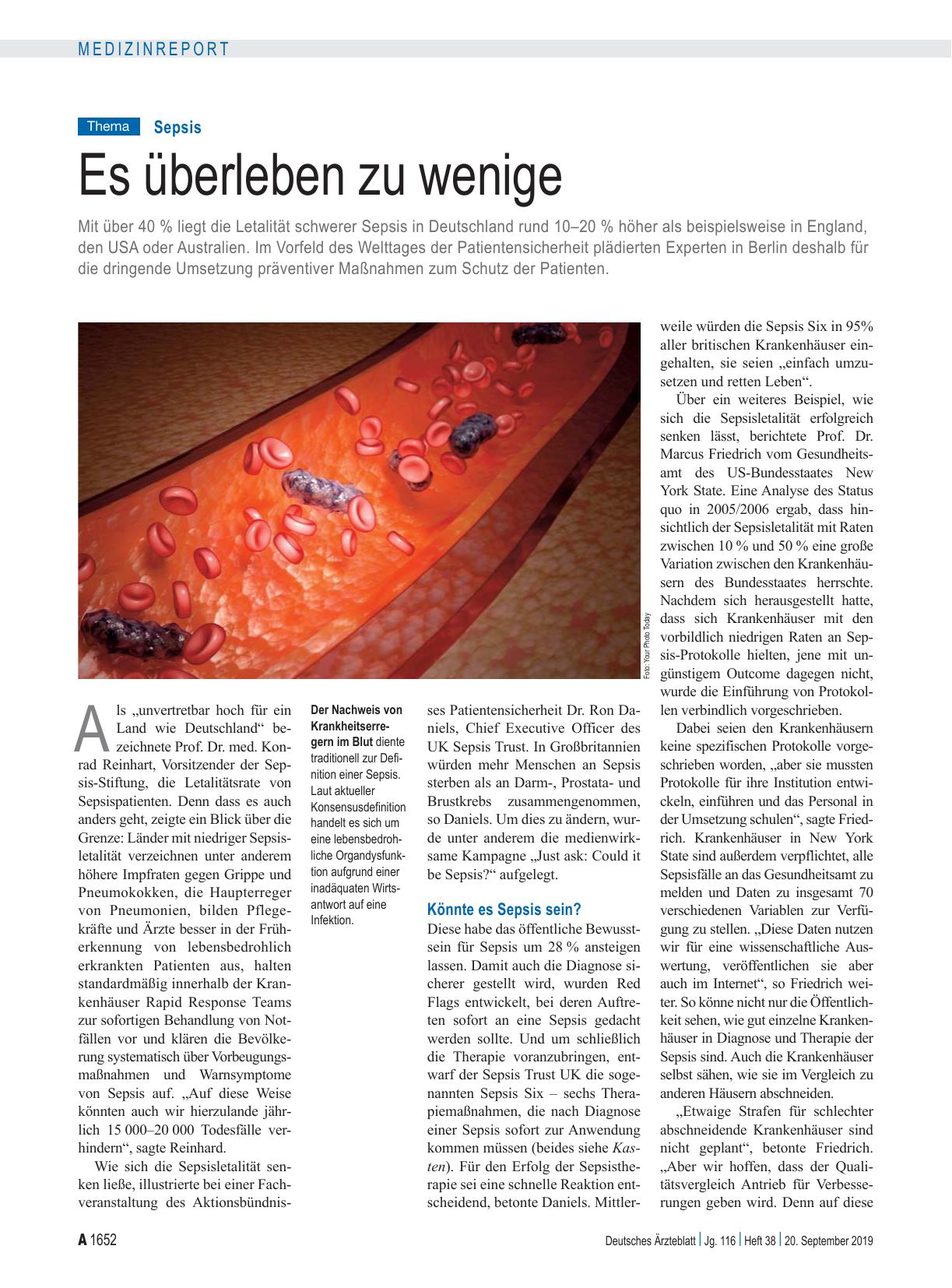Vorschauseite 1: Sepsis: Es überleben zu wenige