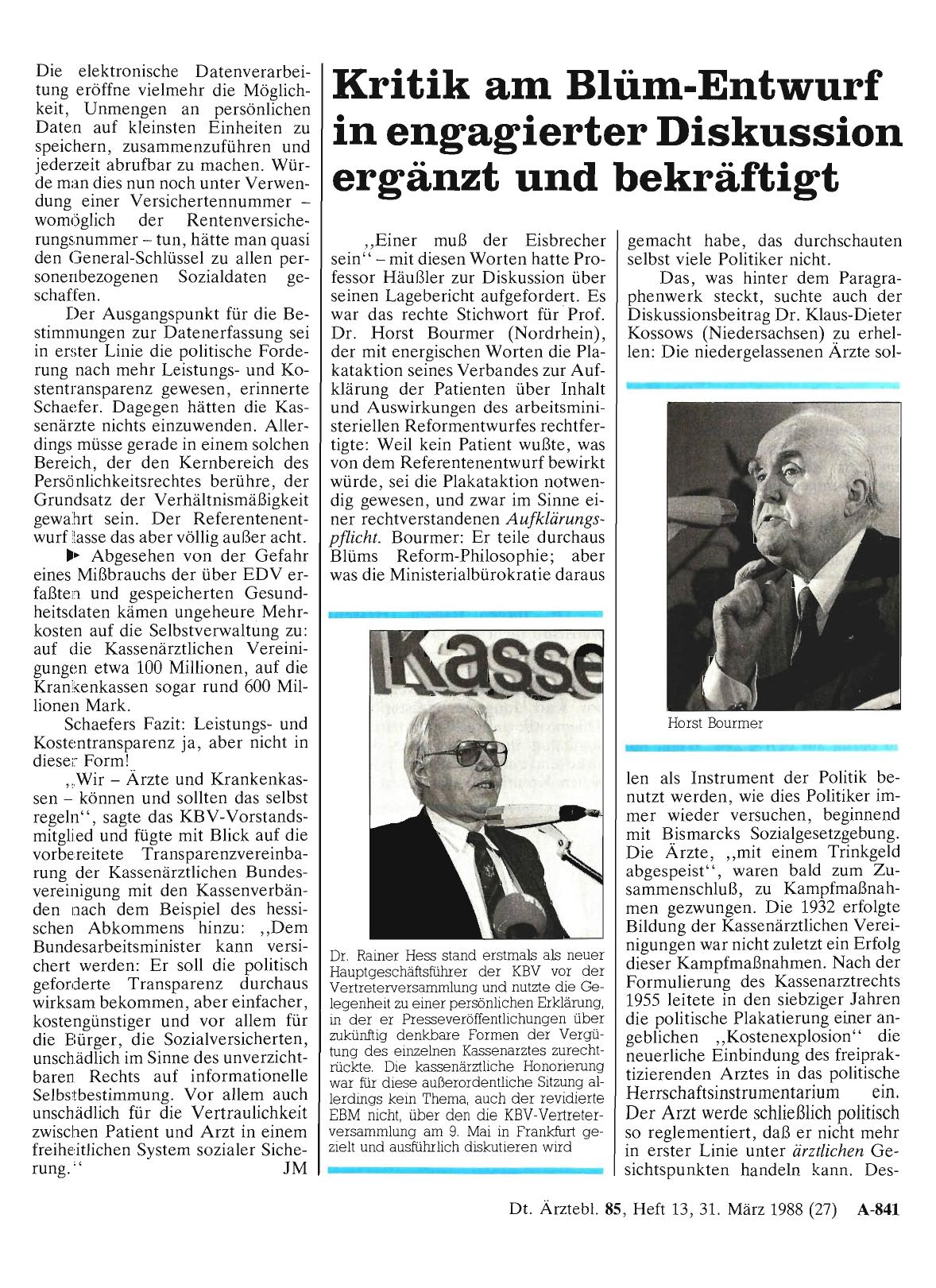Vorschauseite 1: Kritik am Blüm-Entwurf in engagierter Diskussion ergänzt und bekräftigt